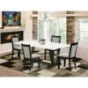 East West Furniture Dining Room Table Set - A Linen White Top Table With Trestle Base And Fabric Parson Chairs (Pieces Option) - V627MZ606-5 -Gourmet Interiors 53dd4bce 9c7c 45ab b821 03aae04ecce2