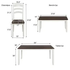 6 Piece Dining Table Set With Bench, Table Set With Waterproof Coat - Ivory And Cherry -Gourmet Interiors 53e0f93a a58f 4d0d 89da 01e1681f14d4
