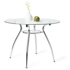 Simple Living Tempered Glass Chrome Round Dining Table - Mable Dining Table -Gourmet Interiors 541151bf 4915 46f8 b423 02dc03763d91