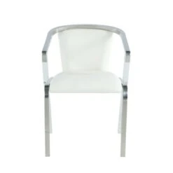 Somette Modern Arm Chair With Steel & Solid Acrylic Frame, Set Of 2 - Set Of 2 - White - Dining Height -Gourmet Interiors 5448f2fc 6661 4d57 b025 5bc6ebeb2da4