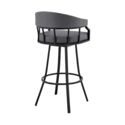 Palmdale 30" Swivel Slate Grey Faux Leather And Black Metal Bar Stool -Gourmet Interiors 54c61610 1ef6 4e57 b913 97a0c903c20d
