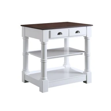 Monterey 36 In. Kitchen Island With Walnut Veneered Wood Countertop - 36" W X 28" D - Stationary - White - Wood 4 Monterey 36 In. Kitchen Island With Walnut Veneered Wood Countertop - 36" W X 28" D - Stationary - White - Wood - Image 2