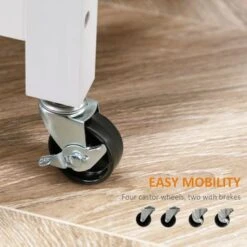 HOMCOM Kitchen Trolley, Wood Top Utility Cart On Wheels With Open Shelf And Storage Drawer For Dining Room, Kitchen - Grey -Gourmet Interiors 5530c91d 2828 4530 ac1e 1ce4ad1ce27b