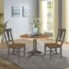 42 In. Round Dual Drop Leaf Dining Table With 2 Panel Back Chairs In Hickory/Washed Coal - Hickory/Washed Coal -Gourmet Interiors 554fc130 5c9f 41c2 83f5 2131b5970d56