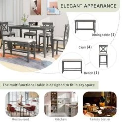 Merax 6-Piece Counter Height Dining Set With Shelf, Upholstered Seat - Espresso -Gourmet Interiors 555c5a04 b809 432f b32d ada90297d35a