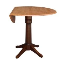 Round Dual Drop Leaf 42" Pedestal Table - Cinnamon/Espresso - 42.3" H -Gourmet Interiors 557dfb05 ad0b 4612 b62f 81401e274808