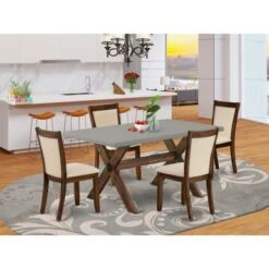 East West Furniture Dinner Table Set, A Dinette Table And Padded Chairs With Linen Fabric Seat (Pieces Option) - X796MZN32-6 -Gourmet Interiors 55f0c91c c7b8 435d a9e8 1a7c1c7ee2cd