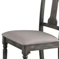 Wooden Side Chairs With Linen Padded Seat And Splat Back Design, Gray And Beige, Set Of Two - Grey - Set Of 2 10 Wooden Side Chairs With Linen Padded Seat And Splat Back Design, Gray And Beige, Set Of Two - Grey - Set Of 2 -Gourmet Interiors 5676edc6 4b13 4080 b037 5dff7e41613a