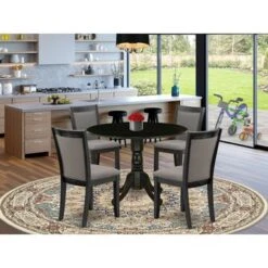 Modern Dining Table Set Consists Of A Dining Table With Drop Leaves And Parson Chairs (Pieces And Finish Option) - DLMZ5-AB6-06 -Gourmet Interiors 56aa3352 7938 4ceb bce1 6889b336011f