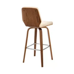 Renee 30" Swivel Cream Faux Leather And Walnut Wood Bar Stool -Gourmet Interiors 576ab20e a0cb 48ce a5b9 324d77754a33