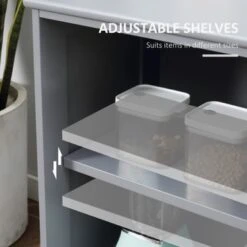 HOMCOM Modern Kitchen Sideboard, Stackable Storage Cabinet, Sliding Glass Door Console, Cupboard Serving Buffet For Kitchen - Black -Gourmet Interiors 57a57f56 d760 47c7 ad18 902565b6303b