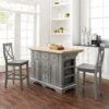 Julia Wood Top Island W/X-Back Stools - 50 "W X60 "D X41 "H - With Seating - Gray - Wood -Gourmet Interiors 57f493db 3277 41ef b364 7211664ebd75