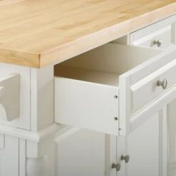 Oxford White Finish Butcher Block Top Kitchen Island With 2 Stools - Stationary - Wood -Gourmet Interiors 581e8c2b e212 44c6 962c 200e48525912