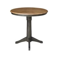 36" Round Top Pedestal Table With 12" Leaf - 36.1"H - Counter Height In Hickory And Washed Coal - Brown -Gourmet Interiors 583c4af7 cd75 4e1d 8e8d 07445f30d65c
