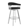 Bronson 25" Black Faux Leather And Brushed Stainless Steel Swivel Bar Stool -Gourmet Interiors 584f4d64 54d5 42fb 841a ef074ed4eeaf