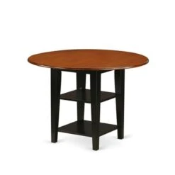 Sudbury Dining Set - A Round Kitchen Table And Dinette Chairs - Black And Cherry Finish (Pieces & Seat Type Options) - SUAN5-BCH-W -Gourmet Interiors 58bd2896 79d4 4314 b2a9 705681dd7172