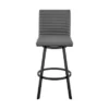 Jermaine 26" Counter Height Swivel Bar Stool In Matte Black Finish With Gray Faux Leather -Gourmet Interiors 591ae611 1933 4ffc bab5 02e147eba12d