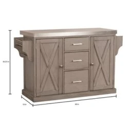 Hillsdale Brigham Kitchen Island In Gray With Stainless Steel Top - 36.25H X 48W X 18D - Portable 14 Hillsdale Brigham Kitchen Island In Gray With Stainless Steel Top - 36.25H X 48W X 18D - Portable -Gourmet Interiors 5925ae27 b6ce 48a8 b109 f7988793a6fd