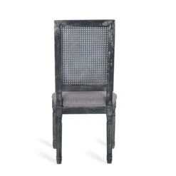 Regina French Country Wood And Cane Upholstered Dining Chair (Set Of 6) By Christopher Knight Home - Black + Gray -Gourmet Interiors 59800c47 3b5c 4fc5 bfbb 05b91f680853