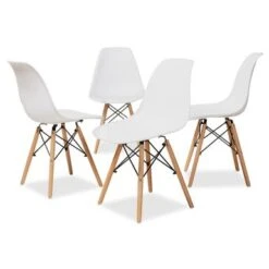 Baxton Studio Jaspen Modern And Contemporary Plastic And Wood Dining Chair Set (4pc) - Black -Gourmet Interiors 59f234b7 c31a 4efb b715 c3565561d638