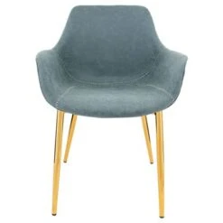 LeisureMod Markley Modern Leather Dining Armchair With Gold Metal Legs - Peacock Blue -Gourmet Interiors 59f2cf40 e91a 472c bf99 2f4f3404e87a