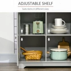 HOMCOM Modern Sideboard, Buffet Cabinet With Adjustable Shelves, Grey - Black -Gourmet Interiors 59f77930 0ca4 48b3 ac0e 068f75e13ccb