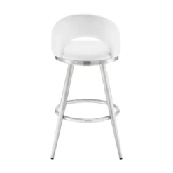 Lottech Swivel Counter Stool In Brushed Stainless Steel With White Faux Leather -Gourmet Interiors 5b00823a 064b 41df a60f 68fa16533e8b