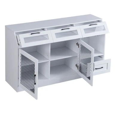 Nestfair Sideboard Multifunctional Buffet Cabinet With 4 Drawers And Adjustable Shelves - White 10 Nestfair Sideboard Multifunctional Buffet Cabinet With 4 Drawers And Adjustable Shelves - White - Image 8