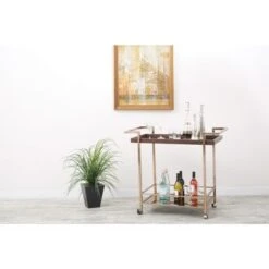Isabella Champagne Metal Wine Cart With Glass Top - Kitchen Cart - Brown -Gourmet Interiors 5b38868a 0cc0 4aac 8f76 c069bccb82eb