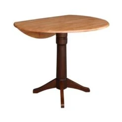 Round Dual Drop Leaf 42" Pedestal Table - Cinnamon/Espresso - 42.3" H -Gourmet Interiors 5b58eab6 950a 48a5 8cd1 9bbf0f629fdd