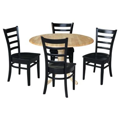42 In Dual Drop Leaf Dining Table With 4 Dining Chairs - 5 Piece Dining Set - Oak Table/black Chairs 13 42 In Dual Drop Leaf Dining Table With 4 Dining Chairs - 5 Piece Dining Set - Oak Table/black Chairs - Image 11