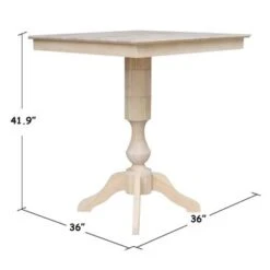 36" X 36" Square Top Pedestal Table - Unfinished - 35.9"H -Gourmet Interiors 5b830928 d490 473d af41 d675fec621be