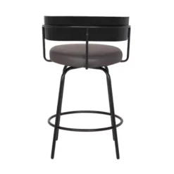 Avalon 26" Gray Faux Leather Swivel Bar Stool In Black Powder Coated Finish -Gourmet Interiors 5bbe8771 9ba2 42ce b90e 3683a9599735