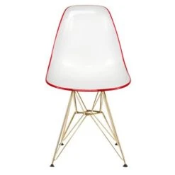 LeisureMod Cresco Plastic Dining Chair With Eiffel Gold Legs Set Of 4 - Transparent Orange -Gourmet Interiors 5bcb1e2b 512c 4171 870d 5688628325c7