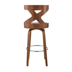 Gayle 26" Swivel Cross Back Grey Faux Leather And Walnut Wood Bar Stool -Gourmet Interiors 5bdca891 f956 45df b67f 994e3e37145b