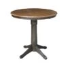 36" Round Top Pedestal Table With 12" Leaf - 36.1"H - Counter Height In Hickory And Washed Coal - Brown -Gourmet Interiors 5cff9acb 8eca 48af 99bb 108b4e13ada6