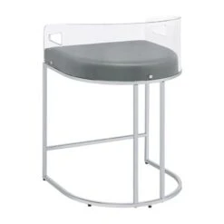 Acrylic Back Counter Height Stools Grey And Chrome (Set Of 2) -Gourmet Interiors 5d0d66e9 0ad0 456e b9dd b9f01945e7bc