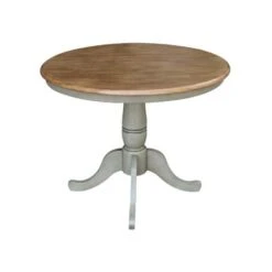 36" Round Top Pedestal Table With 12" Leaf - Distressed Hickory/Stone - Dining Height -Gourmet Interiors 5d14a9d2 2c6c 4c84 8a69 e537d0d9cb64