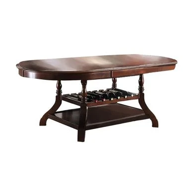 Oval Shaped Wooden Dining Table With Bottom Shelf In Brown Cherry - Brown Cherry - Brown Cherry 3 Oval Shaped Wooden Dining Table With Bottom Shelf In Brown Cherry - Brown Cherry - Brown Cherry