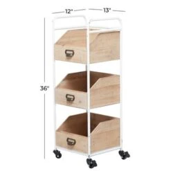 Brown Wood Industrial Wheels Storage Cart - 13"L X 12"W X 36"H - Kitchen Cart -Gourmet Interiors 5d2a67fe 078c 490d b7ba 5bbb101852c0
