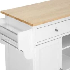 Copper Grove Dunraven White Modern Kitchen Island Cart - Cart-White/Natural -Gourmet Interiors 5d4ceac1 b6c9 4c98 8138 dd235725d16c