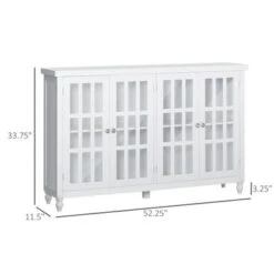 HOMCOM Modern Kitchen Sideboard, Buffet Cabinet With Storage, 4 Glass Doors, Adjustable Shelves For Living Room, Bedroom - N/A - Grey -Gourmet Interiors 5d8c71e1 72a1 4d20 868e 2e0ba2576706