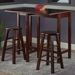 Lynnwood Drop Leaf Island Table With 2 Square Legs Stool Walnut -Gourmet Interiors 5d9ee24e 2040 44d1 832d 08721aa7eabc