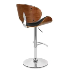 Naples Black Faux Leather Adjustable Height Swivel Walnut Wood And Chrome Base Bar Stool -Gourmet Interiors 5da27077 2343 4456 9ca3 35a14ec6eddb