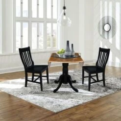 42 In Dual Drop Leaf Dining Table With 2 Dining Chairs - 3 Piece Dining Set - Natural Table/black Chairs -Gourmet Interiors 5dab09ae 7a4f 4711 82fe 8375d3c227c3