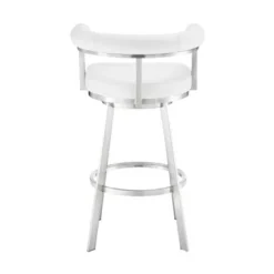 Nolagam Swivel Bar Stool In Brushed Stainless Steel With White Faux Leather -Gourmet Interiors 5daeefc0 a81b 4997 a7c7 1da7a8e1a9cc