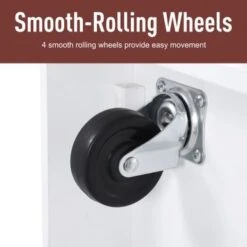 HOMCOM Farmhouse Mobile Kitchen Island Utility Cart With Barn Door Style Cabinets, Drawers And Wheels- White - White - Portable - Wood -Gourmet Interiors 5dc31dd6 9bdd 4cce 95cb 6d4aaf0409c4