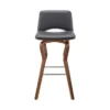 Gerty 26" Swivel Grey Faux Leather And Walnut Wood Bar Stool -Gourmet Interiors 5dc9885c 9f11 429f 85b6 20501e14cdc1