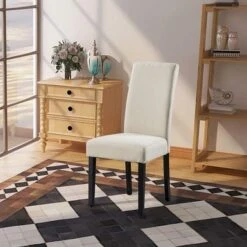 Copper Grove Elorza Tan Upholstered Solid Wood Armless Accent Chairs (Set Of 2) - 18.5 X 18 X 36 - Beige -Gourmet Interiors 5df7907f a3b7 4ced 87e9 c206a0162b78