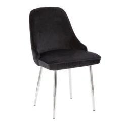 Silver Orchid Naldi Contemporary-Glam Velvet Dining Chair (Set Of 2) - Black Velvet/Chrome